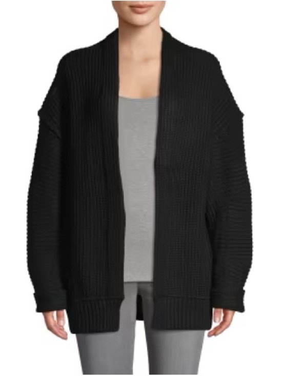 Free People Sweaters - Free People Black Cozy Open-Front Black Ribbed Cardigan Sweater Size S